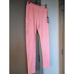 NWT Lumi collective Coral Pink Ribbed High-Waist Leggings Pockets active wear